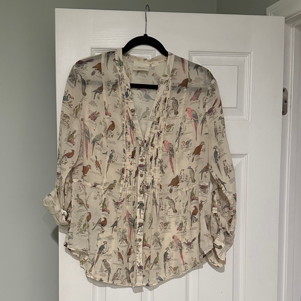 Anthropologie Maeve -Bird Print Blouse